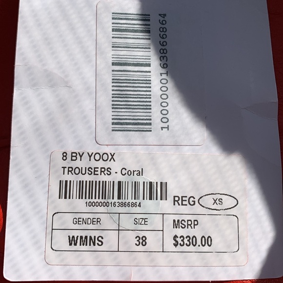 🔥🔥🔥 8 by Yoox Coral LEATHER STRAIGHT-LEG FIT PANT size XS US🔥🔥🔥 - Picture 8 of 10